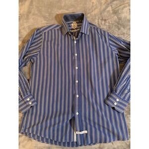 English Laundry Mens Button Down Shirt Blue Stripe 16‎ 32/33